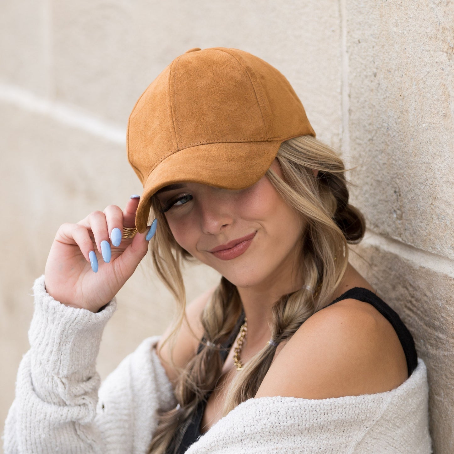 Gorra de béisbol de gamuza estilo "Boyfriend"