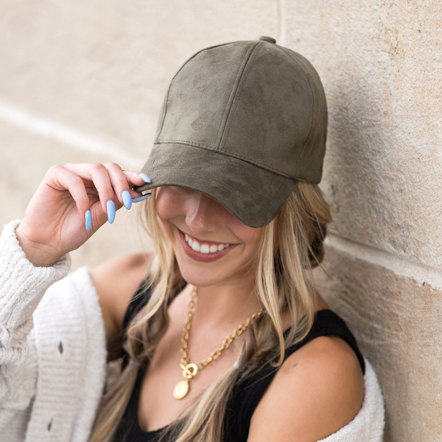 Gorra de béisbol de gamuza estilo "Boyfriend"