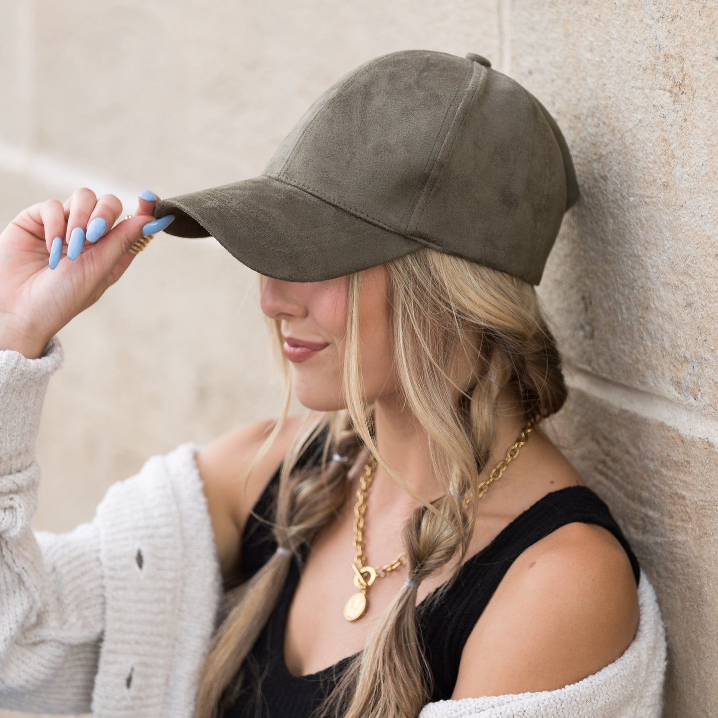 Gorra de béisbol de gamuza estilo "Boyfriend"