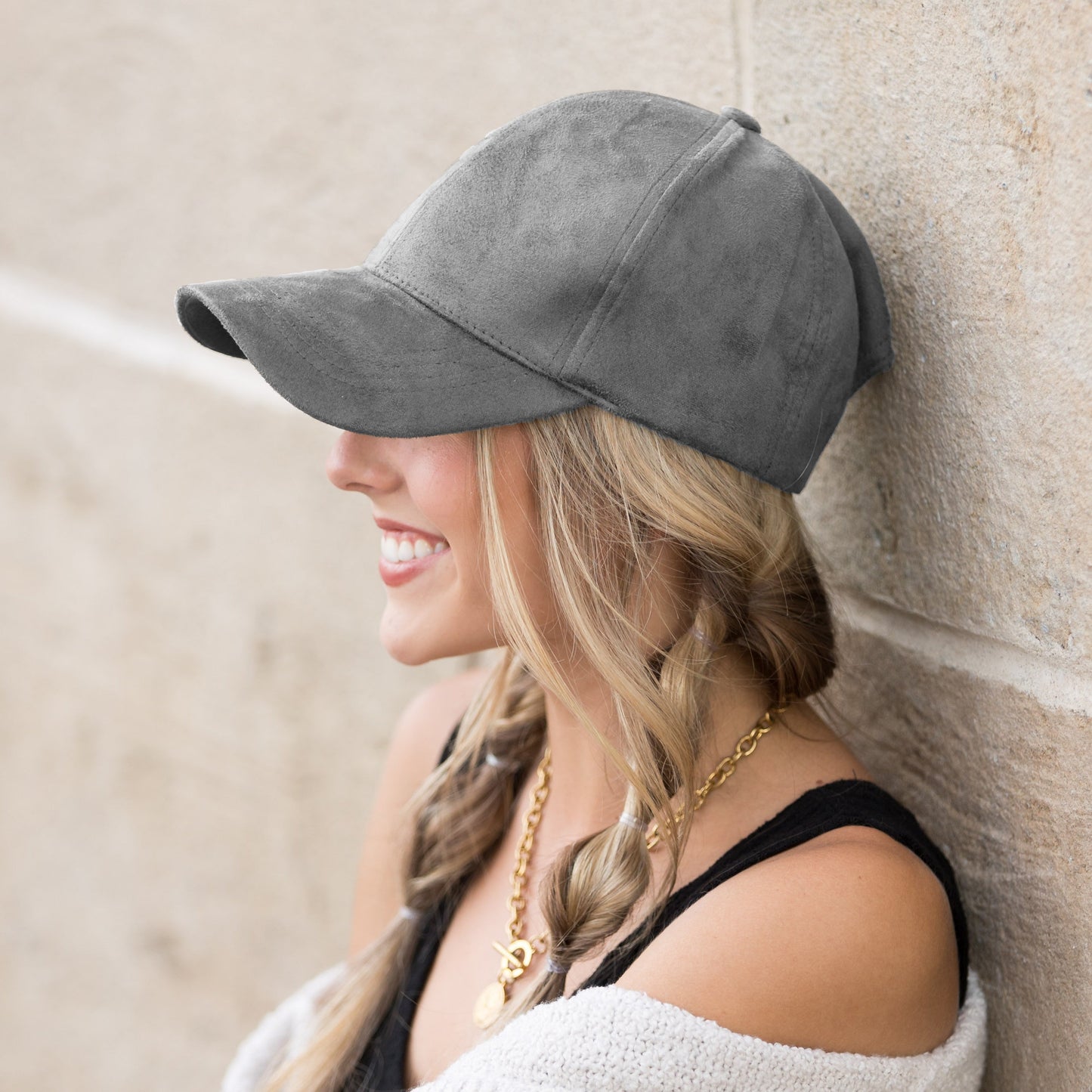 Gorra de béisbol de gamuza estilo "Boyfriend"