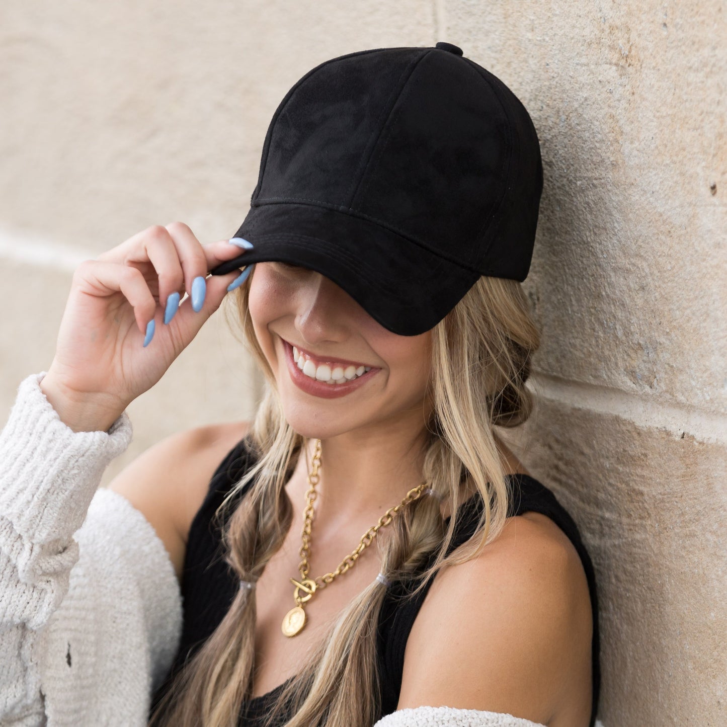Gorra de béisbol de gamuza estilo "Boyfriend"