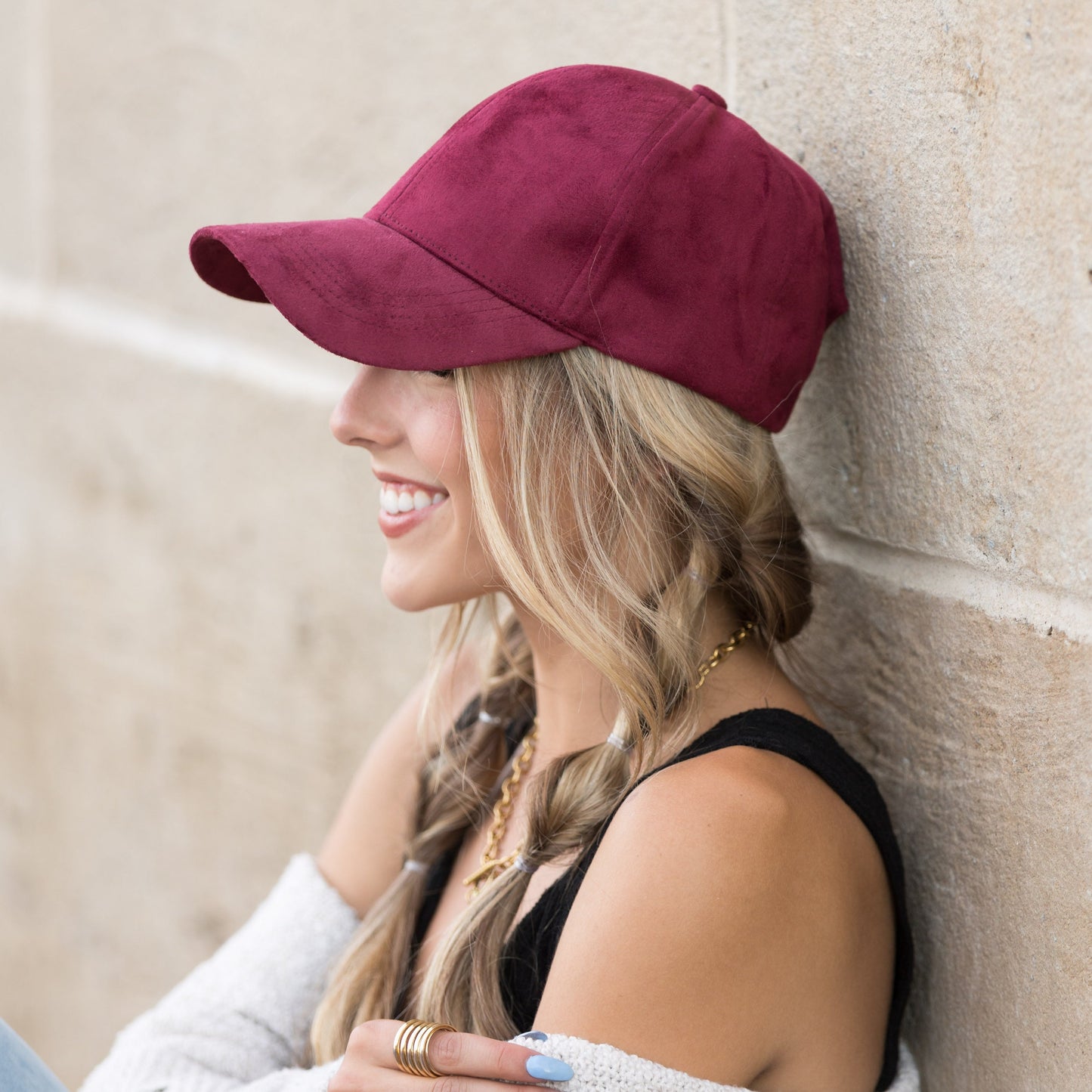 Gorra de béisbol de gamuza estilo "Boyfriend"