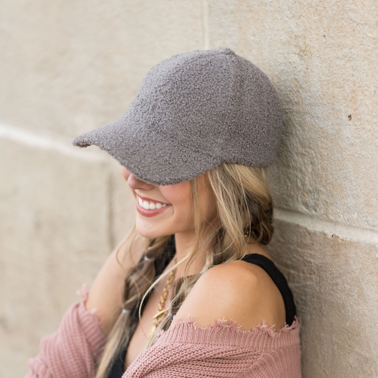 Gorra de béisbol de lana sherpa tipo novio