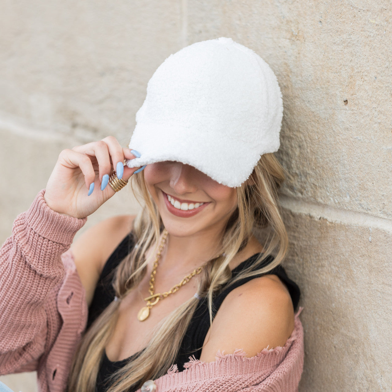 Gorra de béisbol de lana sherpa tipo novio