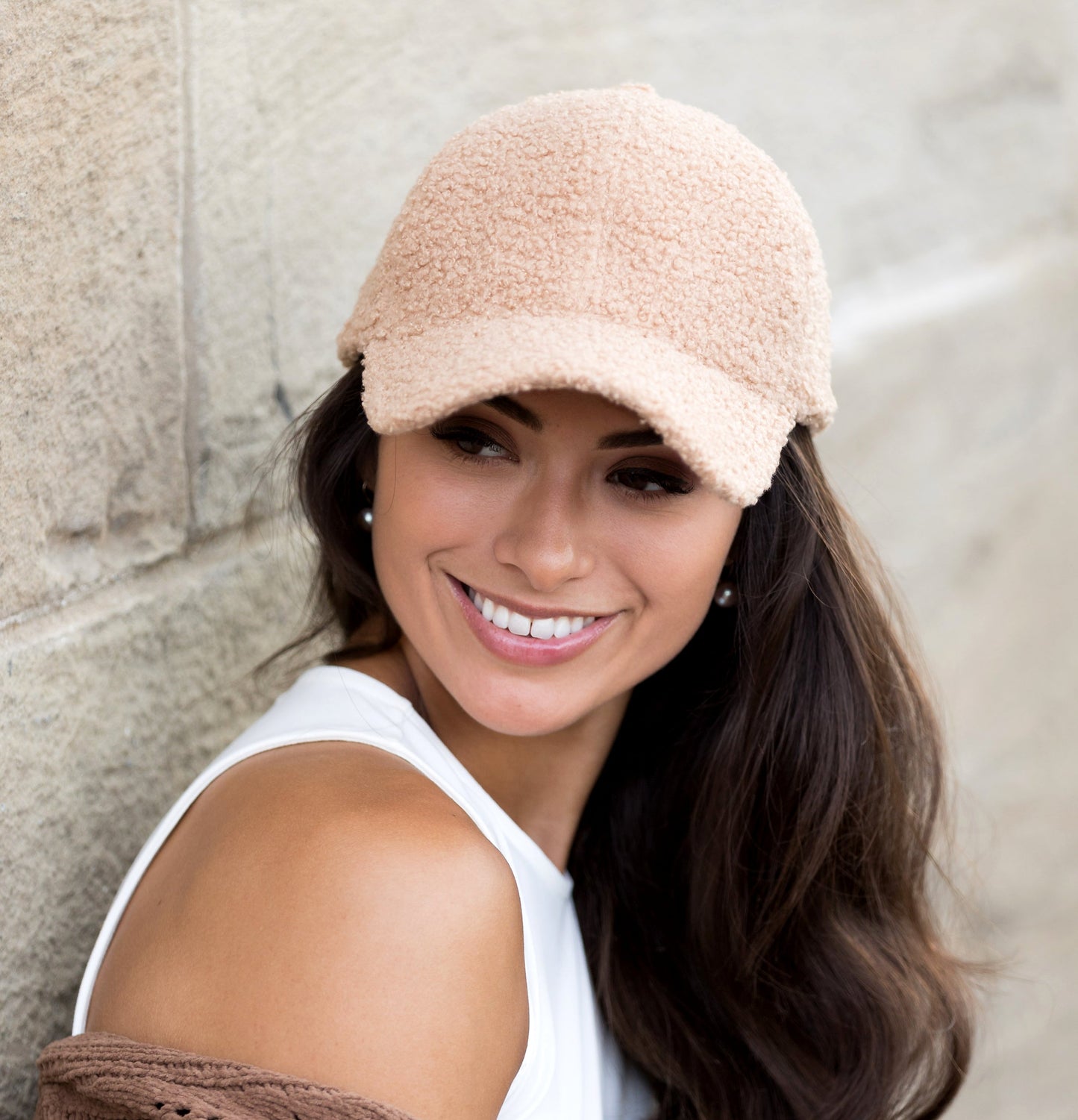 Gorra de béisbol de lana sherpa tipo novio