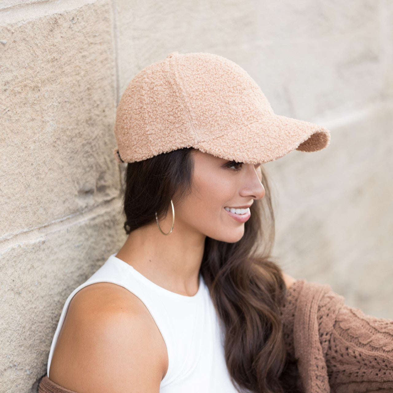 Gorra de béisbol de lana sherpa tipo novio