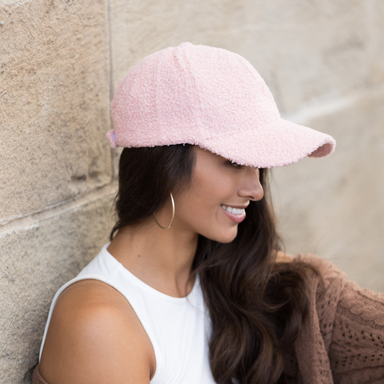 Gorra de béisbol de lana sherpa tipo novio
