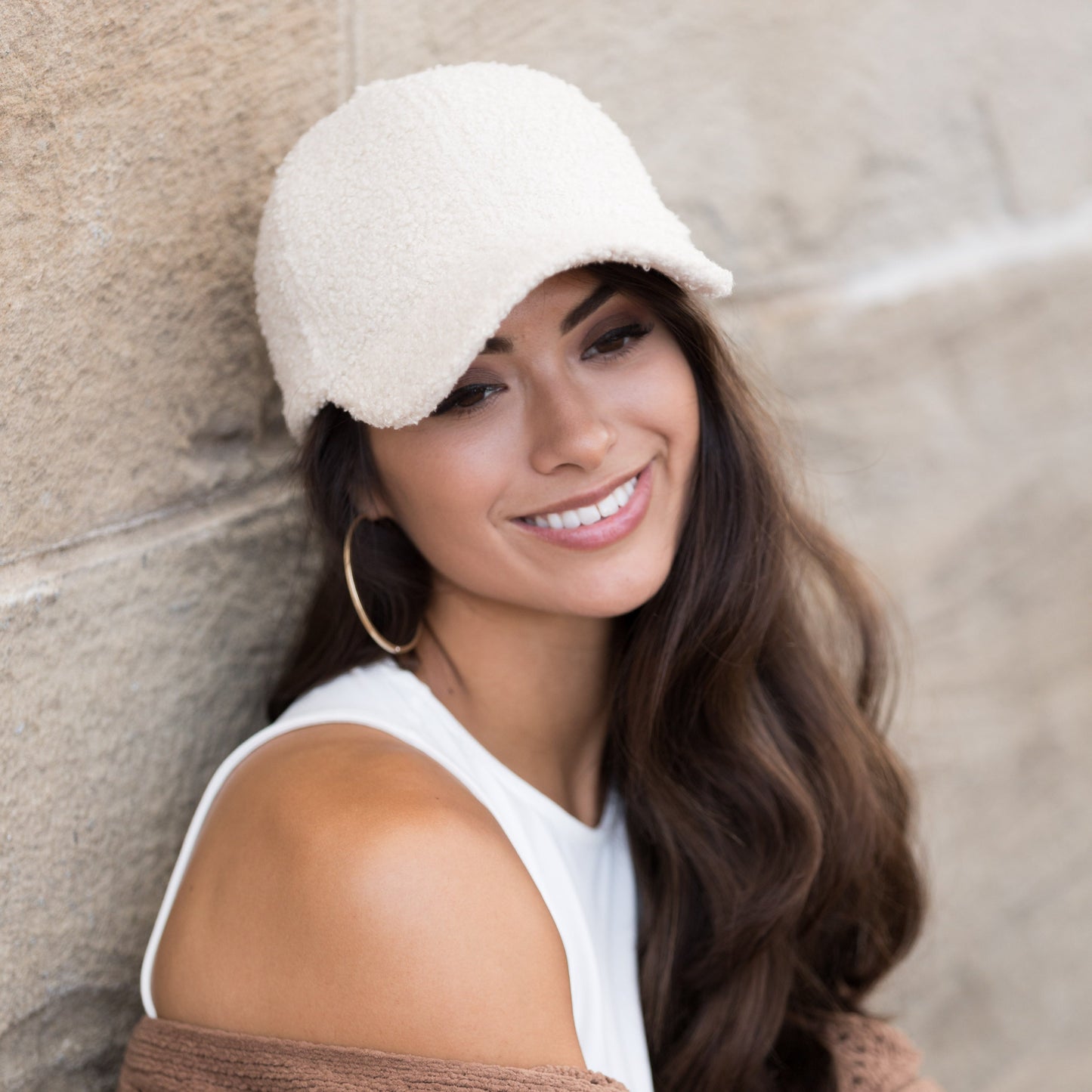 Gorra de béisbol de lana sherpa tipo novio