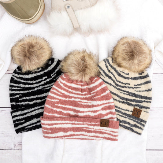 Gorro C.C® Zebra con pompón