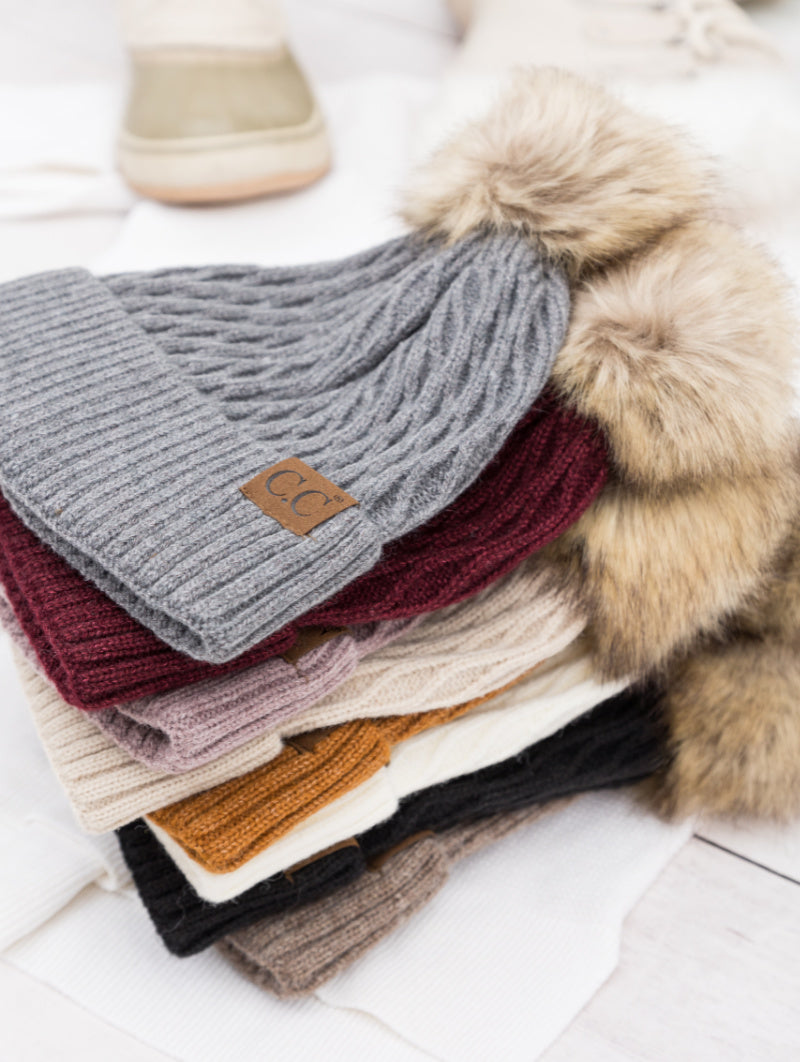 Gorro de punto C.C® Honeycomb con pompón