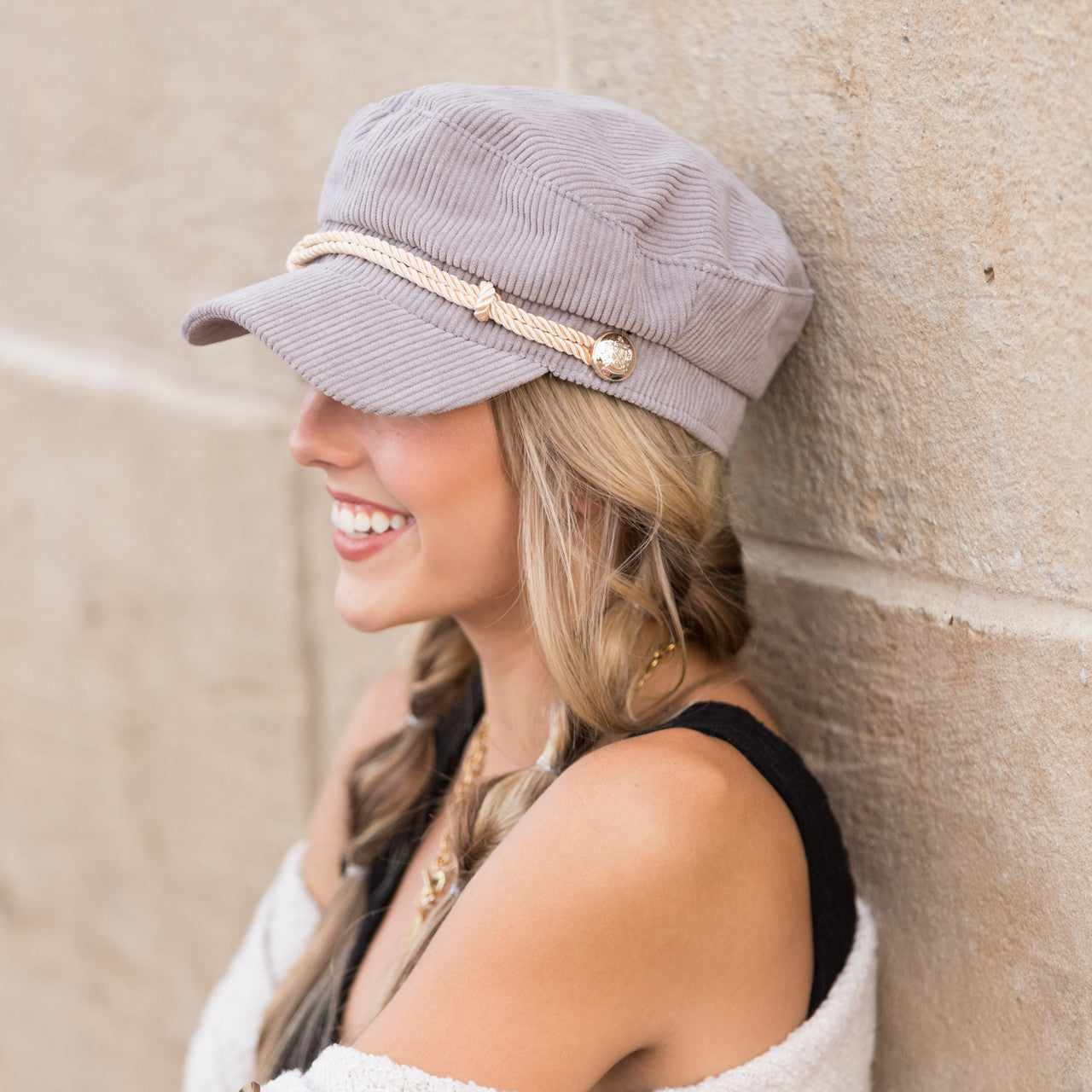 Gorra newsboy de pana