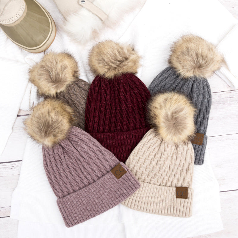 Gorro de punto C.C® Honeycomb con pompón