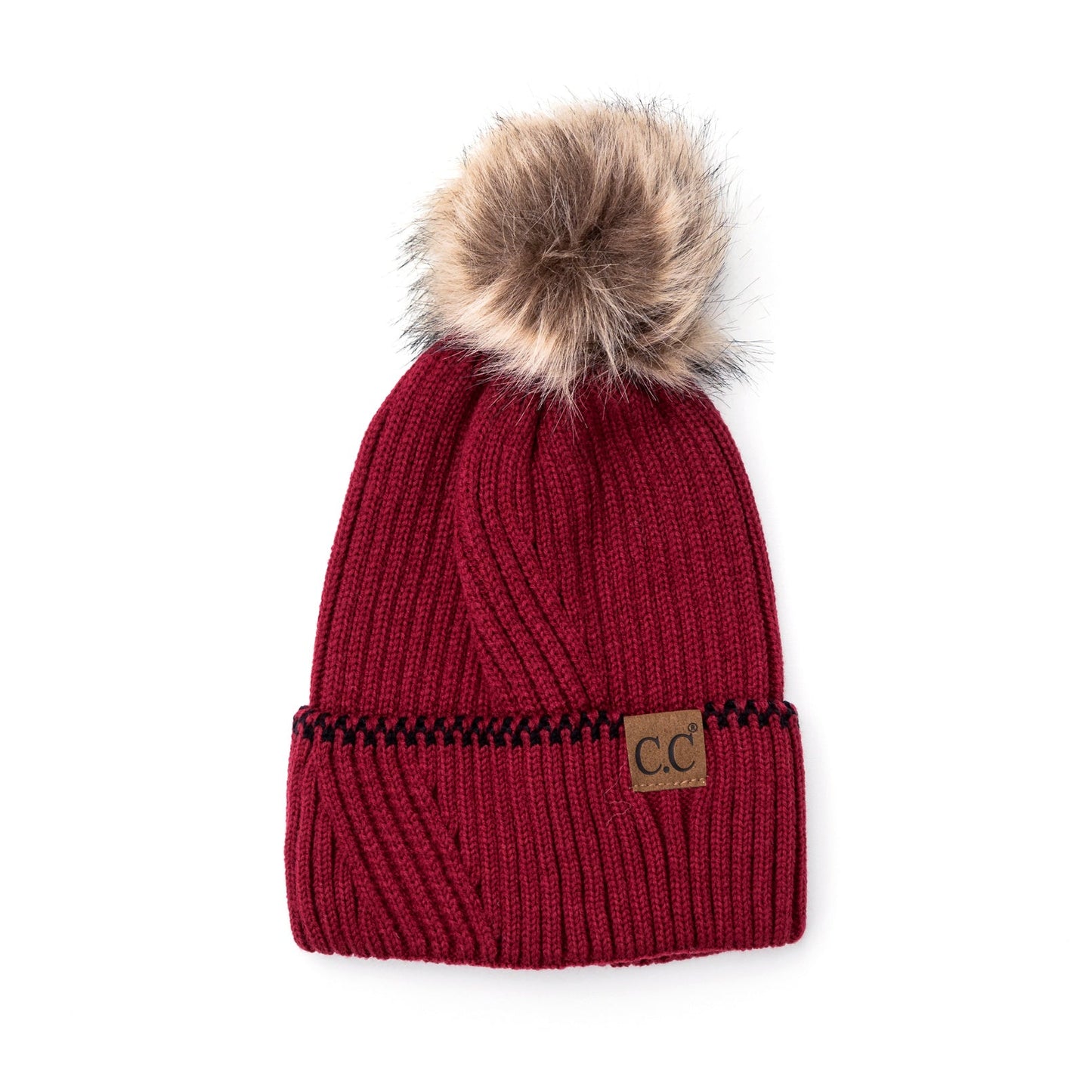 Gorro con pompón y puño de acento C.C®