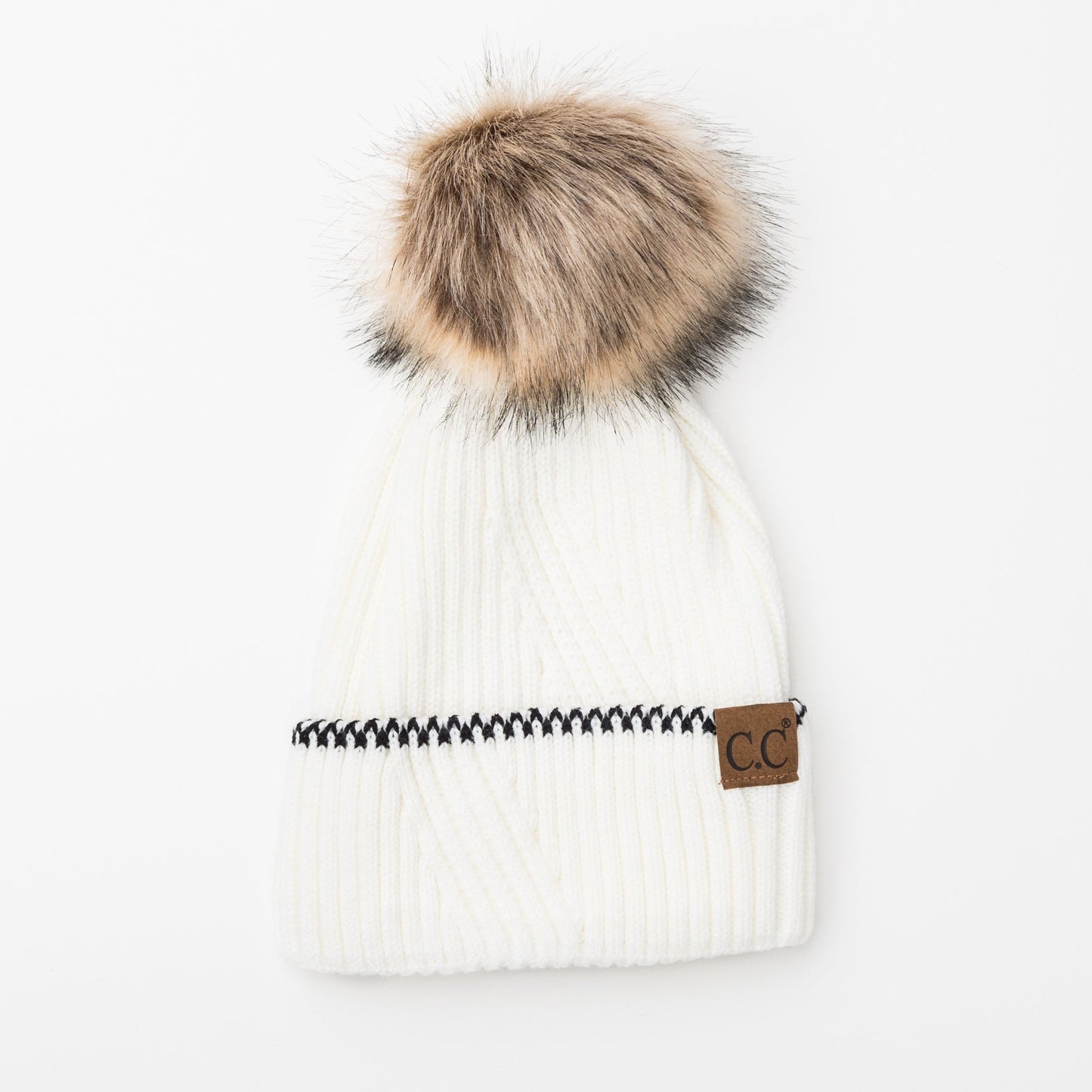 Gorro con pompón y puño de acento C.C®