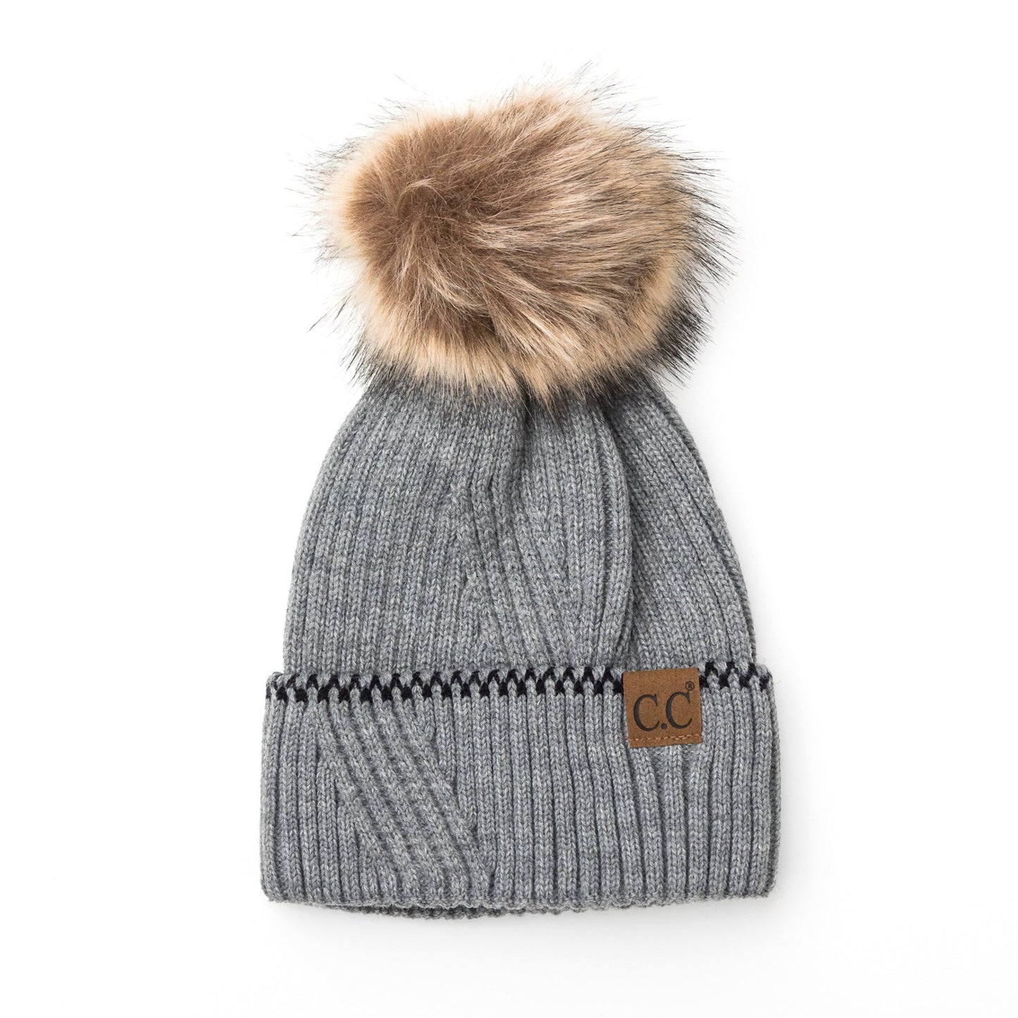 Gorro con pompón y puño de acento C.C®
