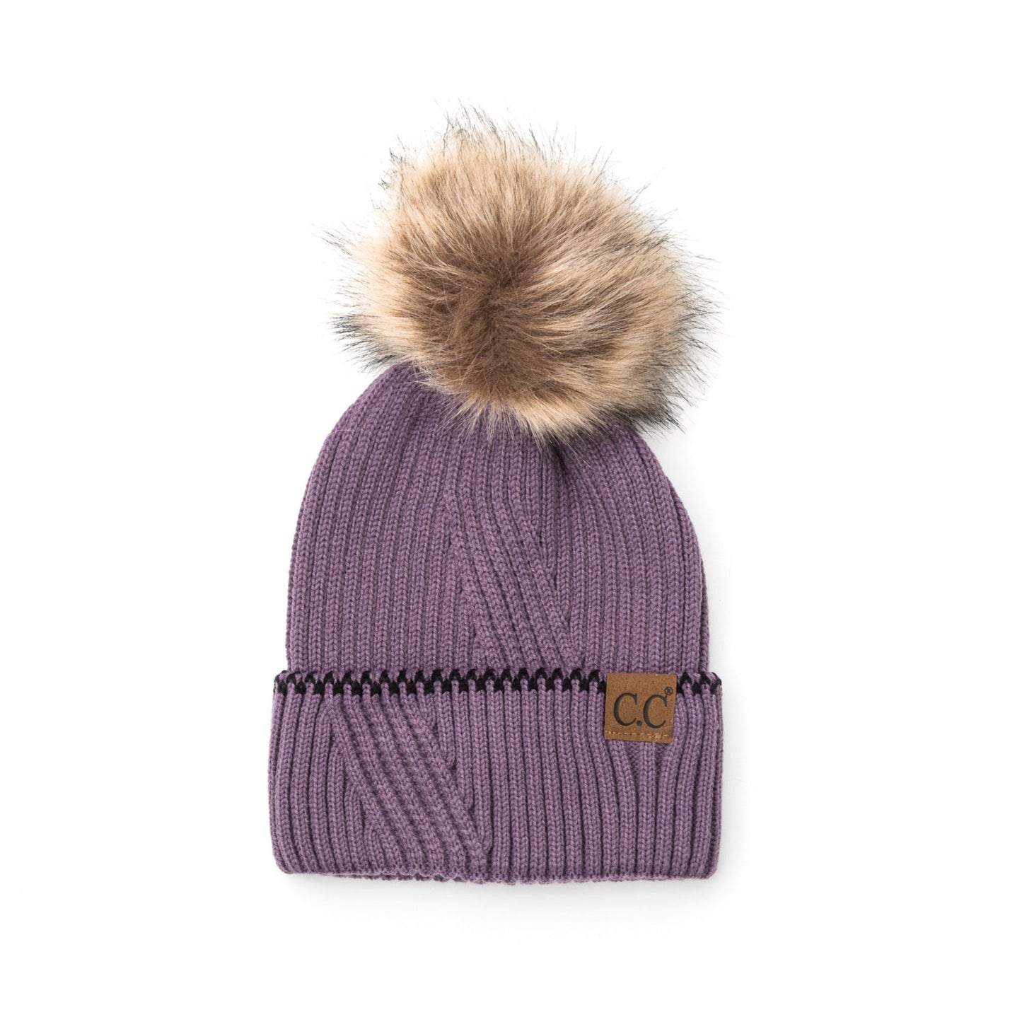 Gorro con pompón y puño de acento C.C®