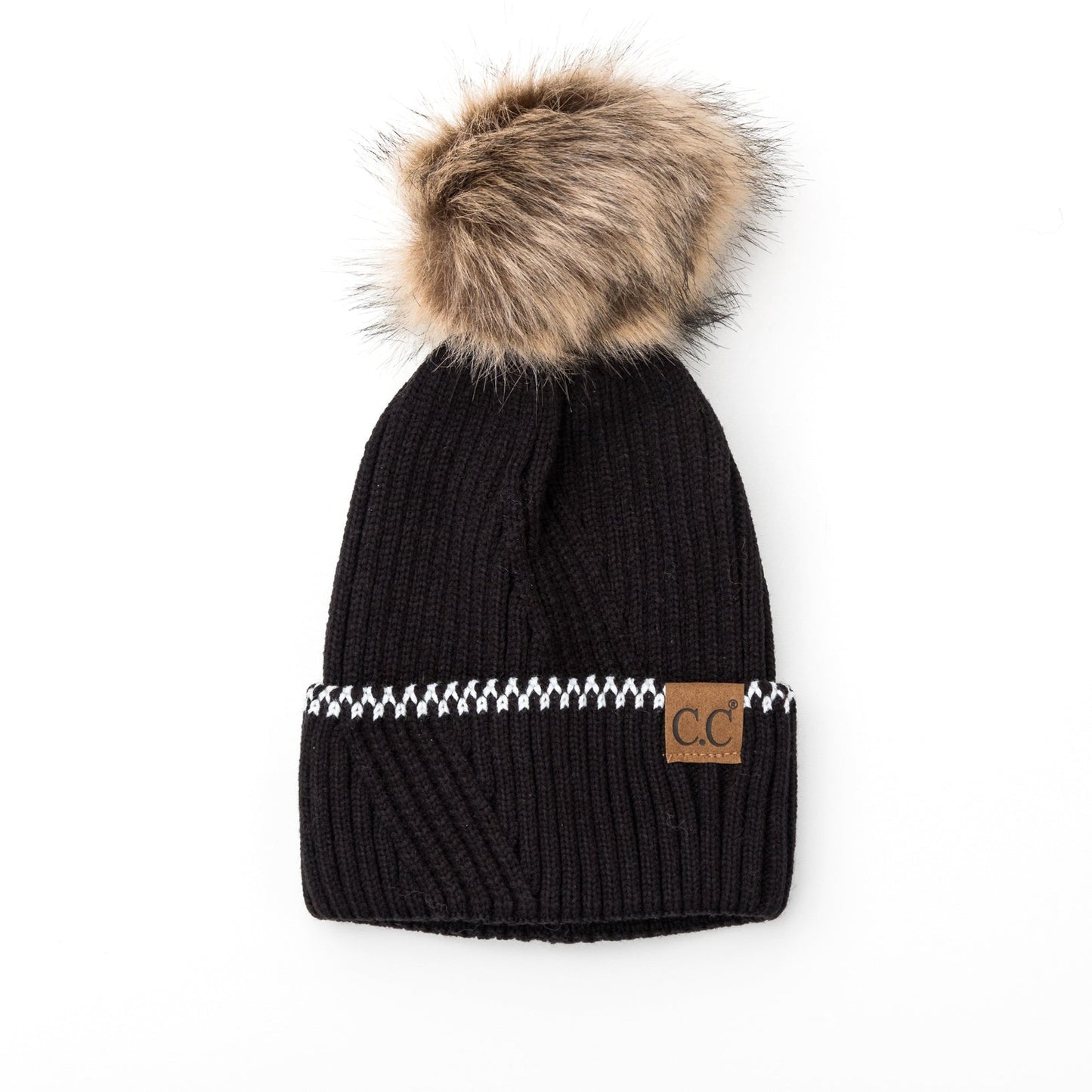 Gorro con pompón y puño de acento C.C®
