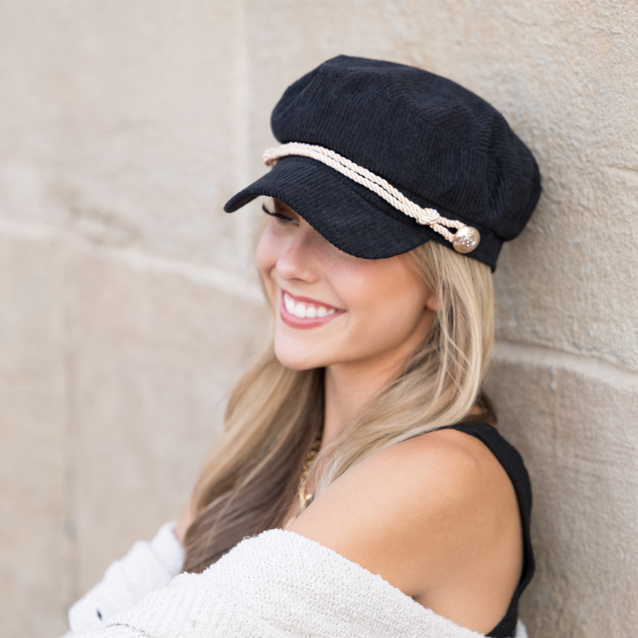 Gorra newsboy de pana