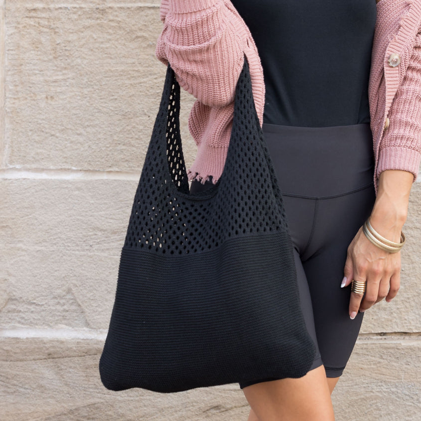 Bolso hobo de hombro de punto suave