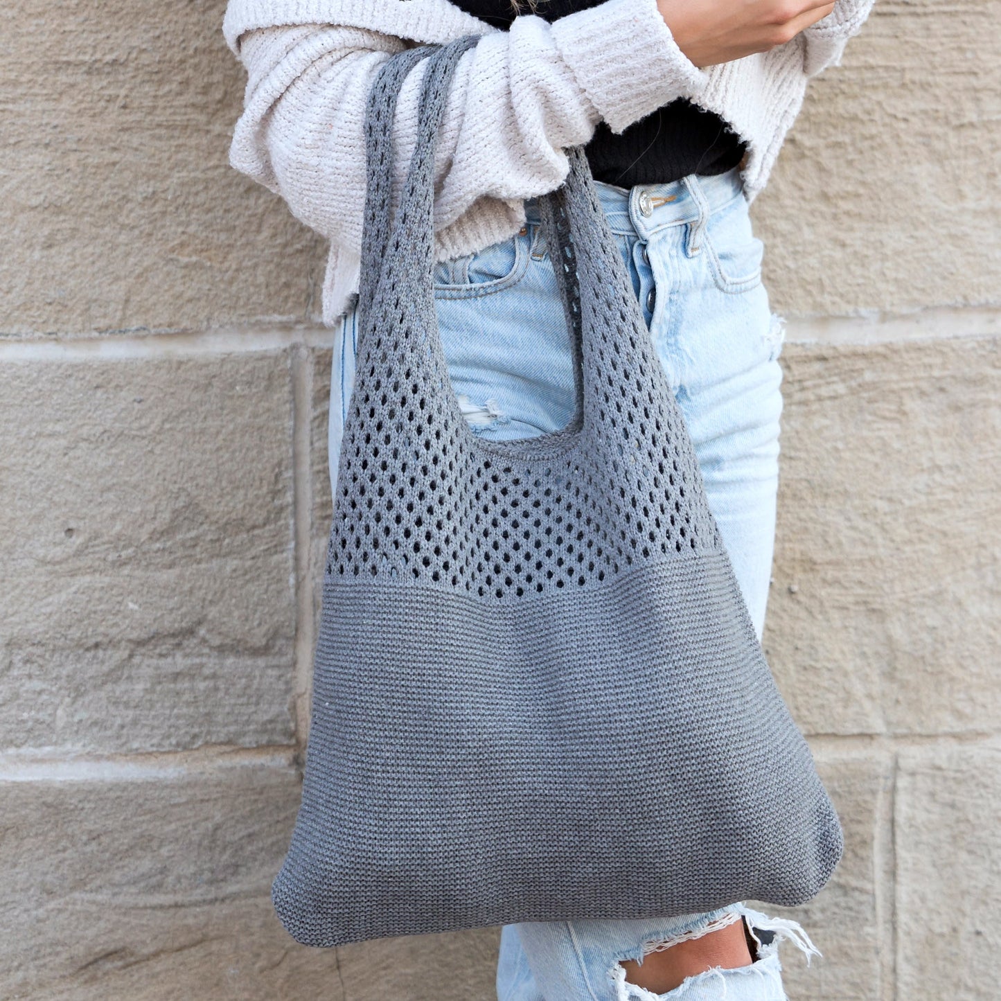 Bolso hobo de hombro de punto suave