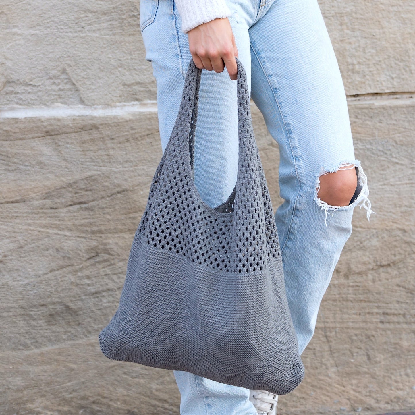 Bolso hobo de hombro de punto suave