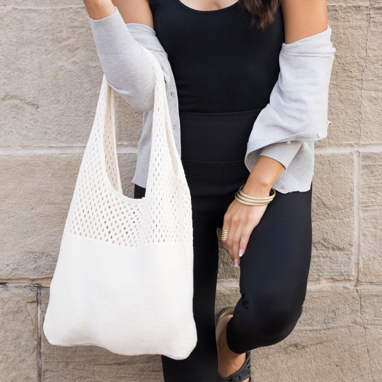 Bolso hobo de hombro de punto suave