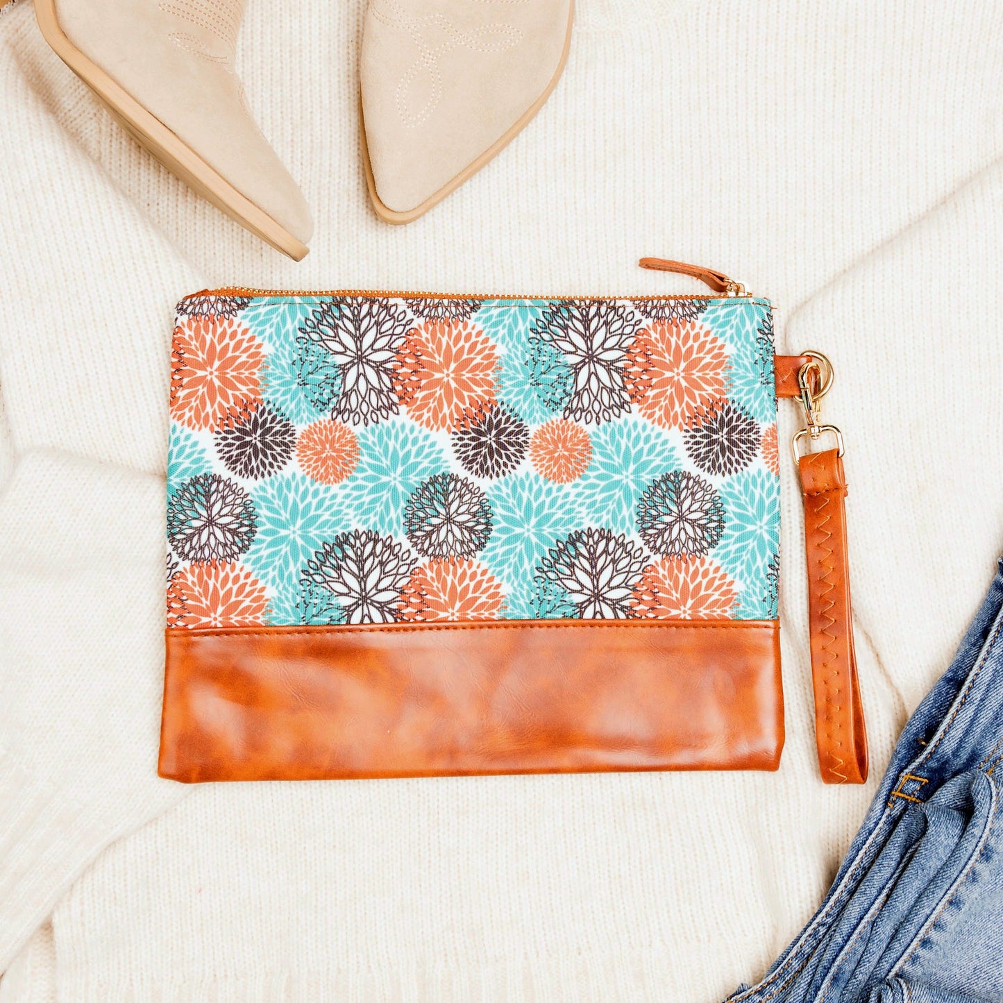 Cartera de mano estilo bohemio azteca