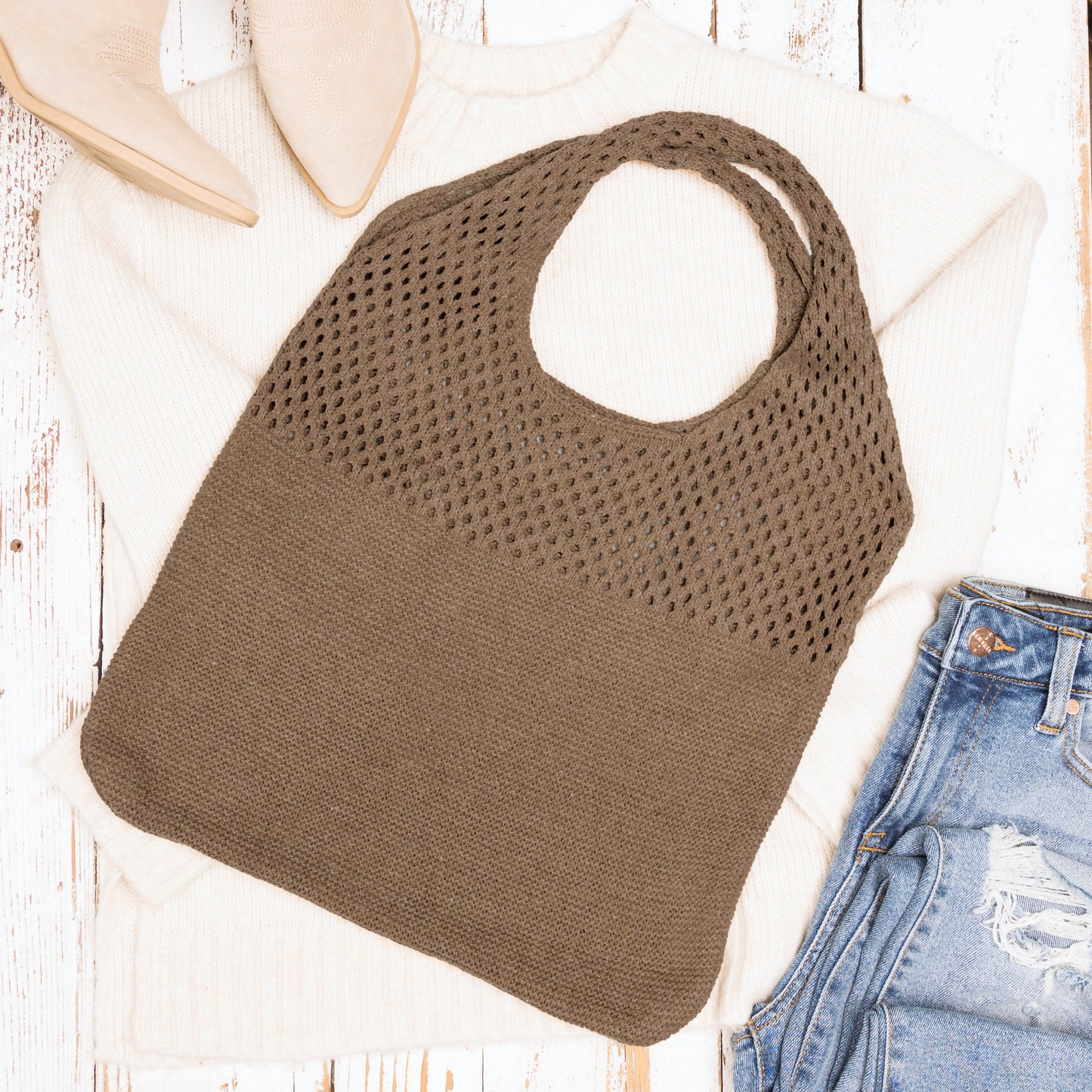 Bolso hobo de hombro de punto suave