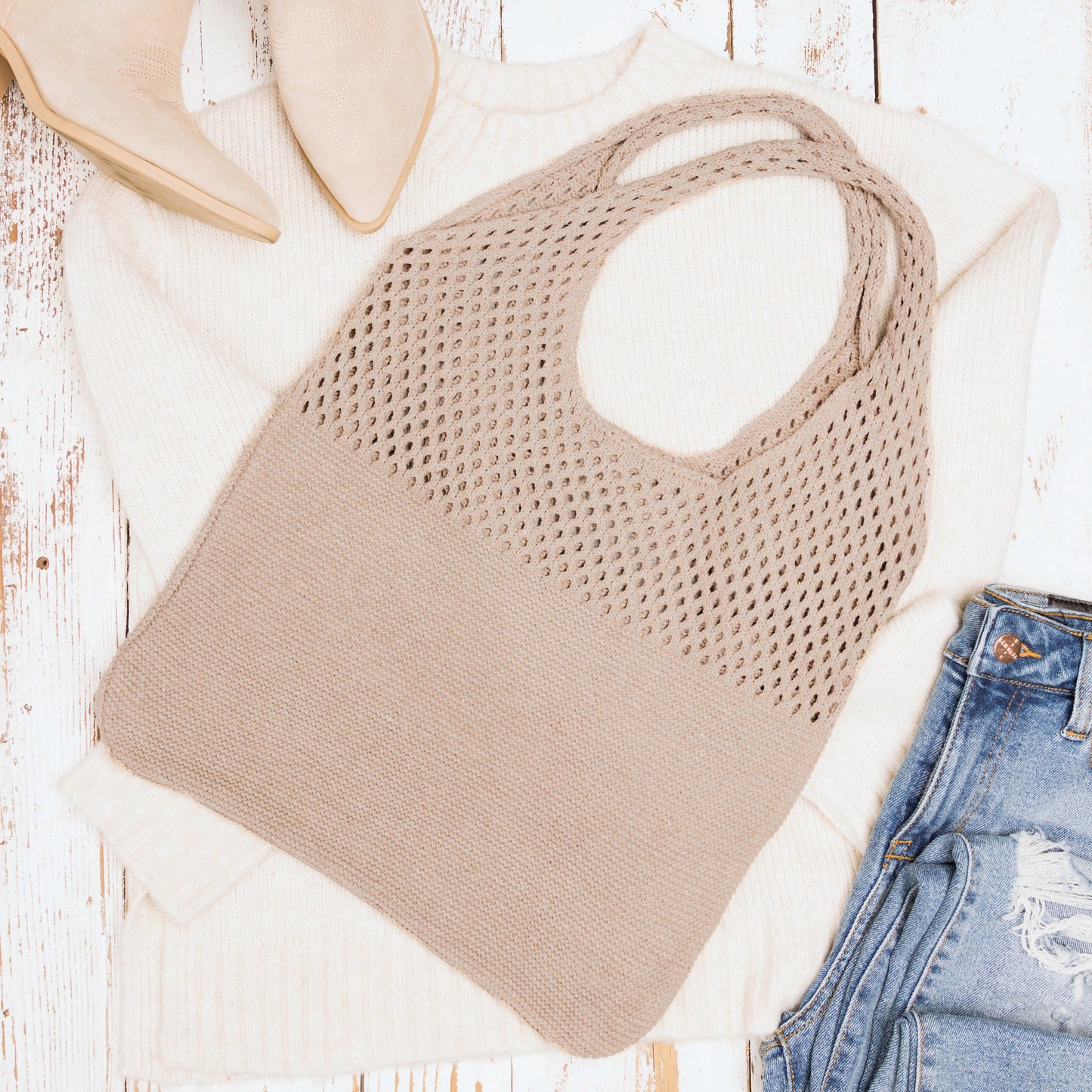 Bolso hobo de hombro de punto suave
