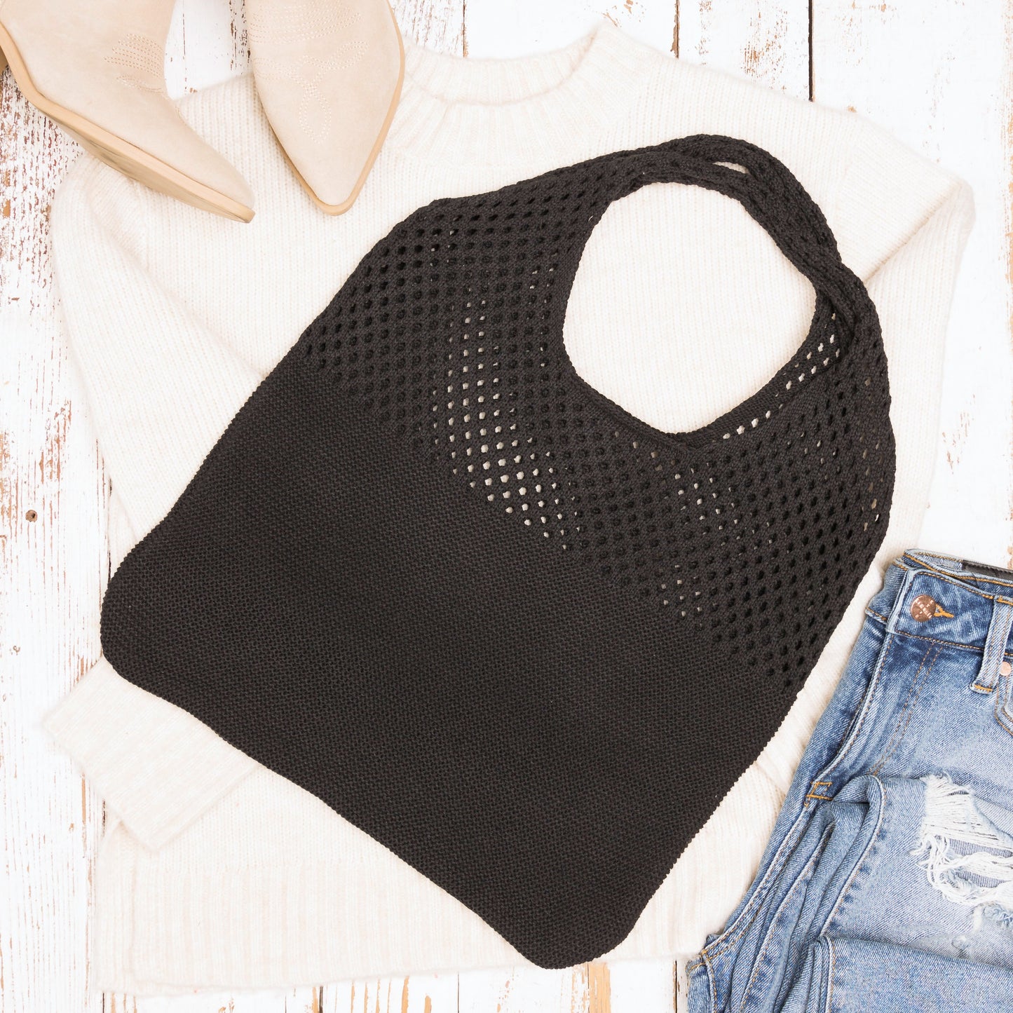 Bolso hobo de hombro de punto suave