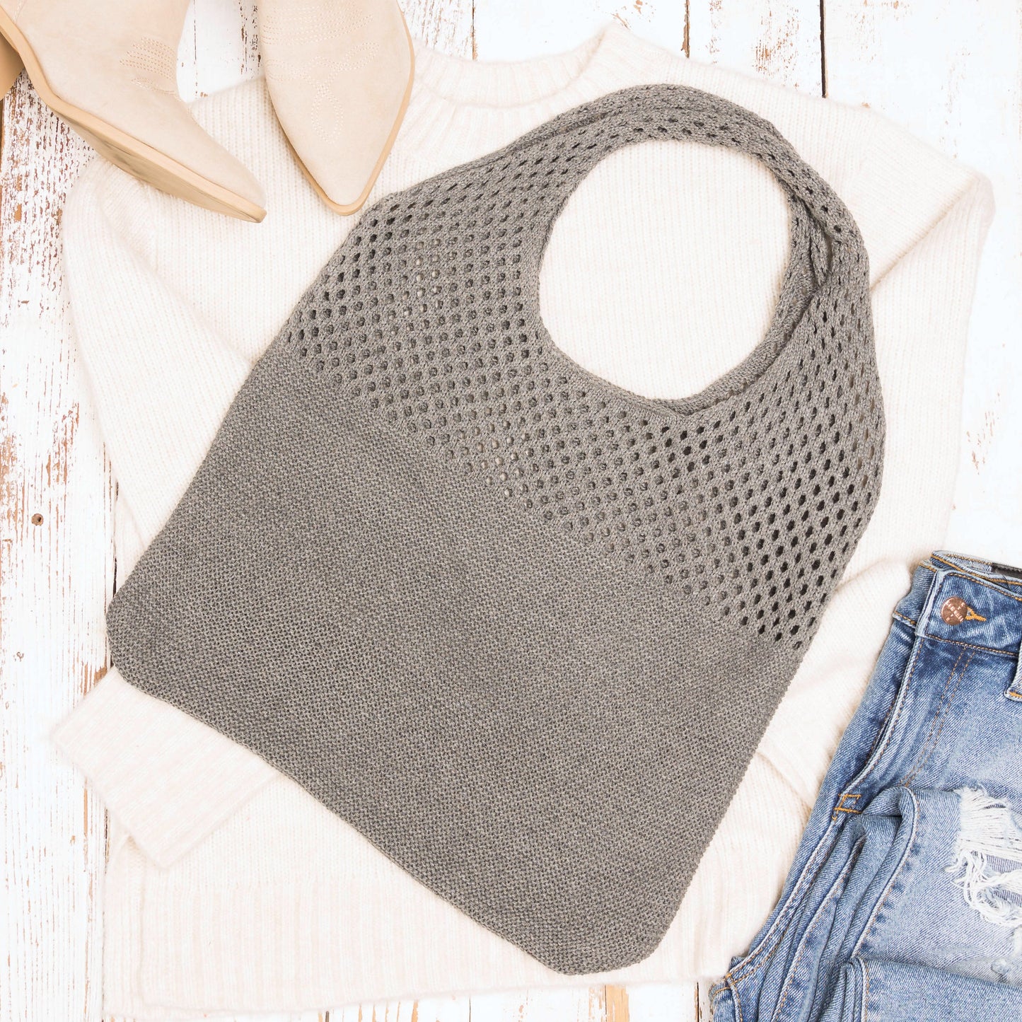 Bolso hobo de hombro de punto suave
