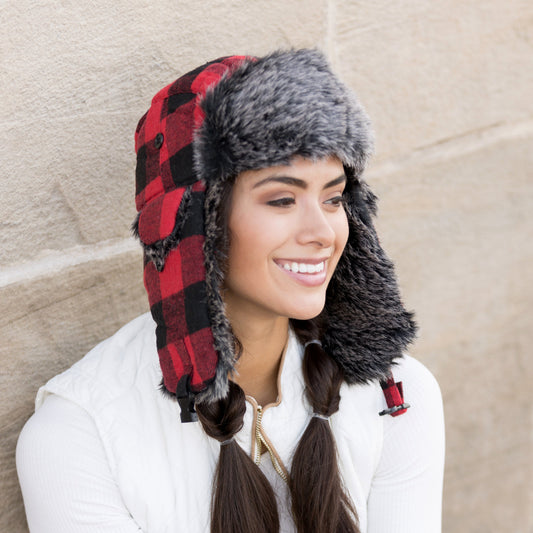Gorro de trampero de búfalo