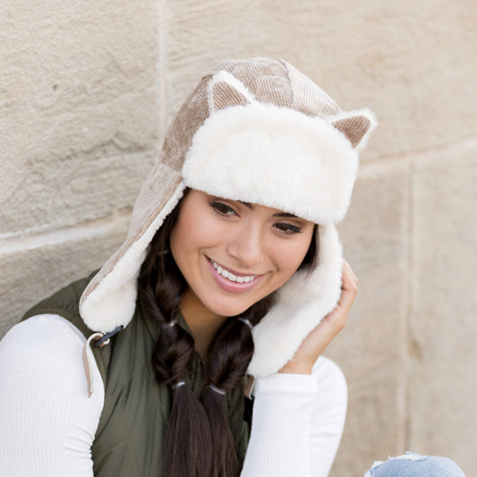 Gorro de trampero con orejas de gatito