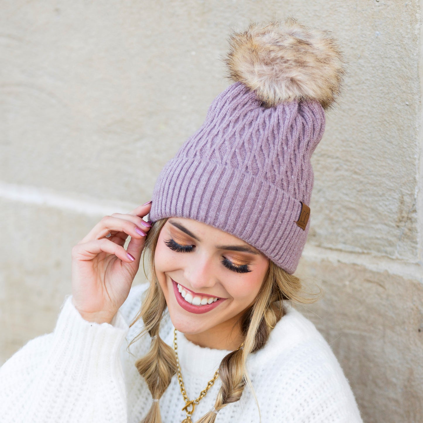 Gorro de punto C.C® Honeycomb con pompón