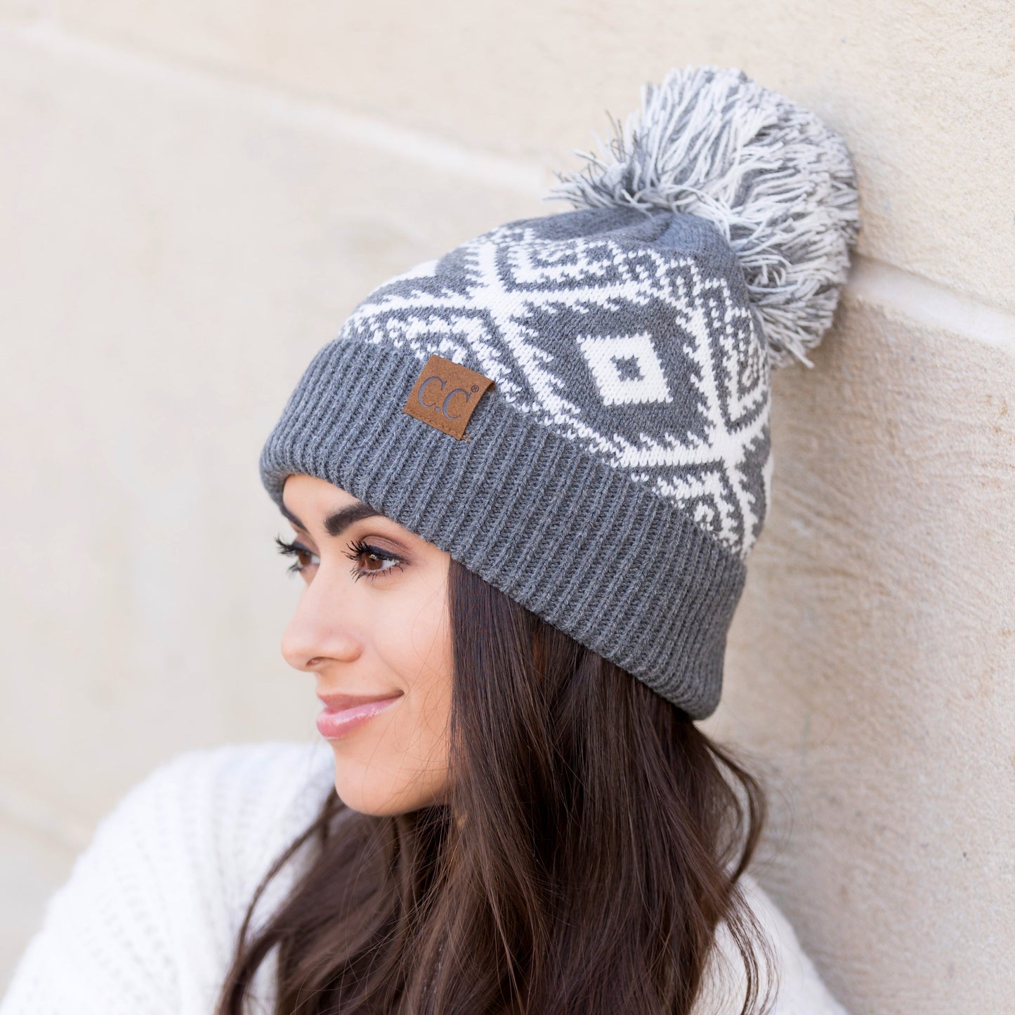 Gorro de punto C.C® Aztec con pompón