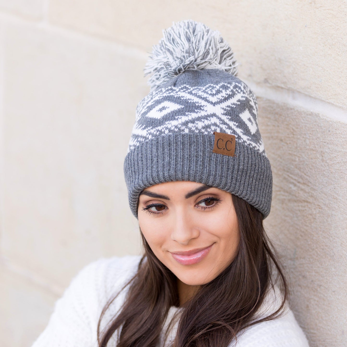 Gorro de punto C.C® Aztec con pompón