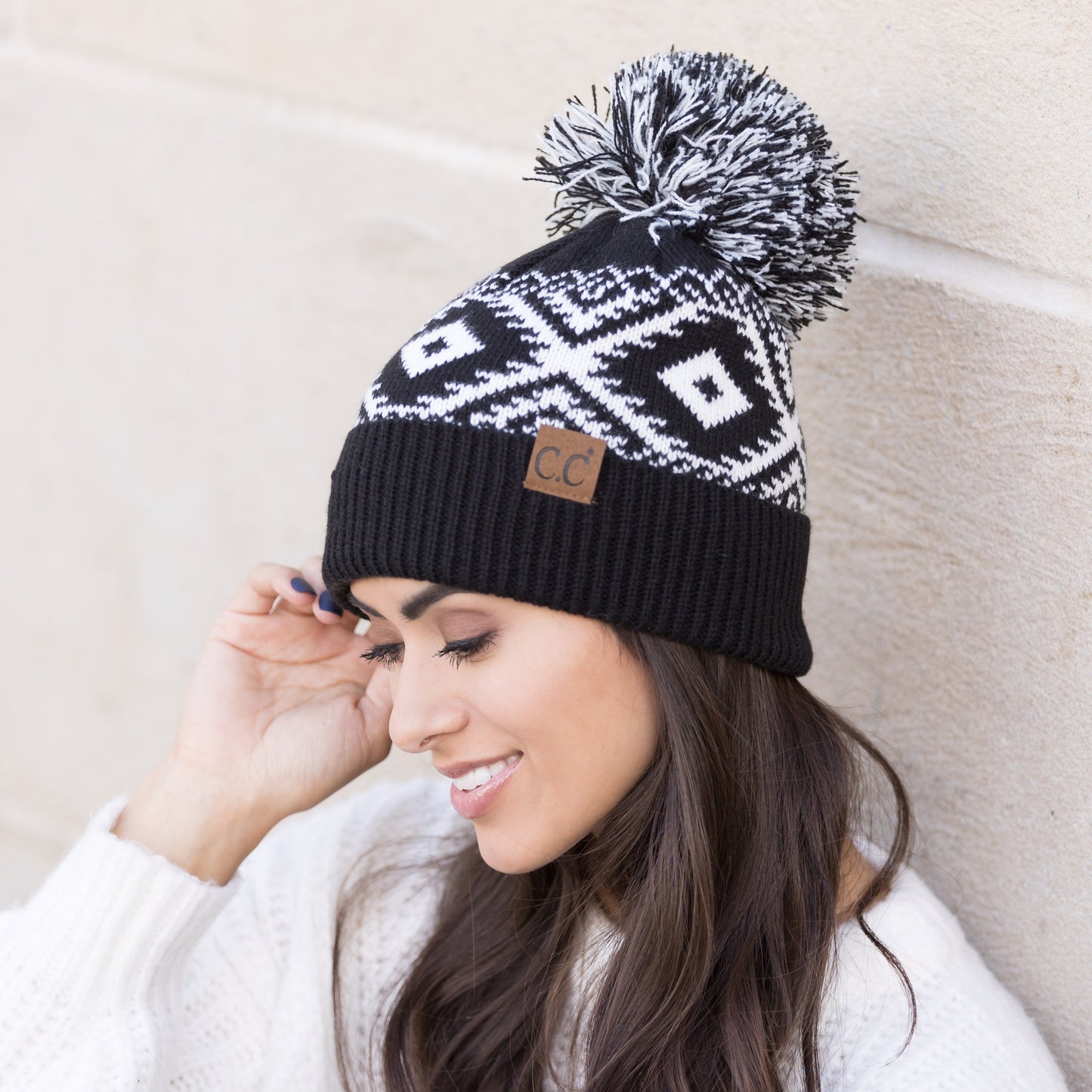 Gorro de punto C.C® Aztec con pompón
