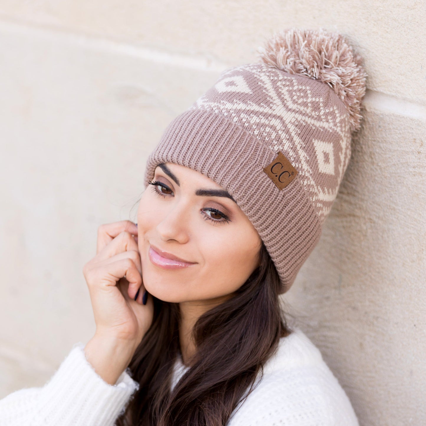 Gorro de punto C.C® Aztec con pompón