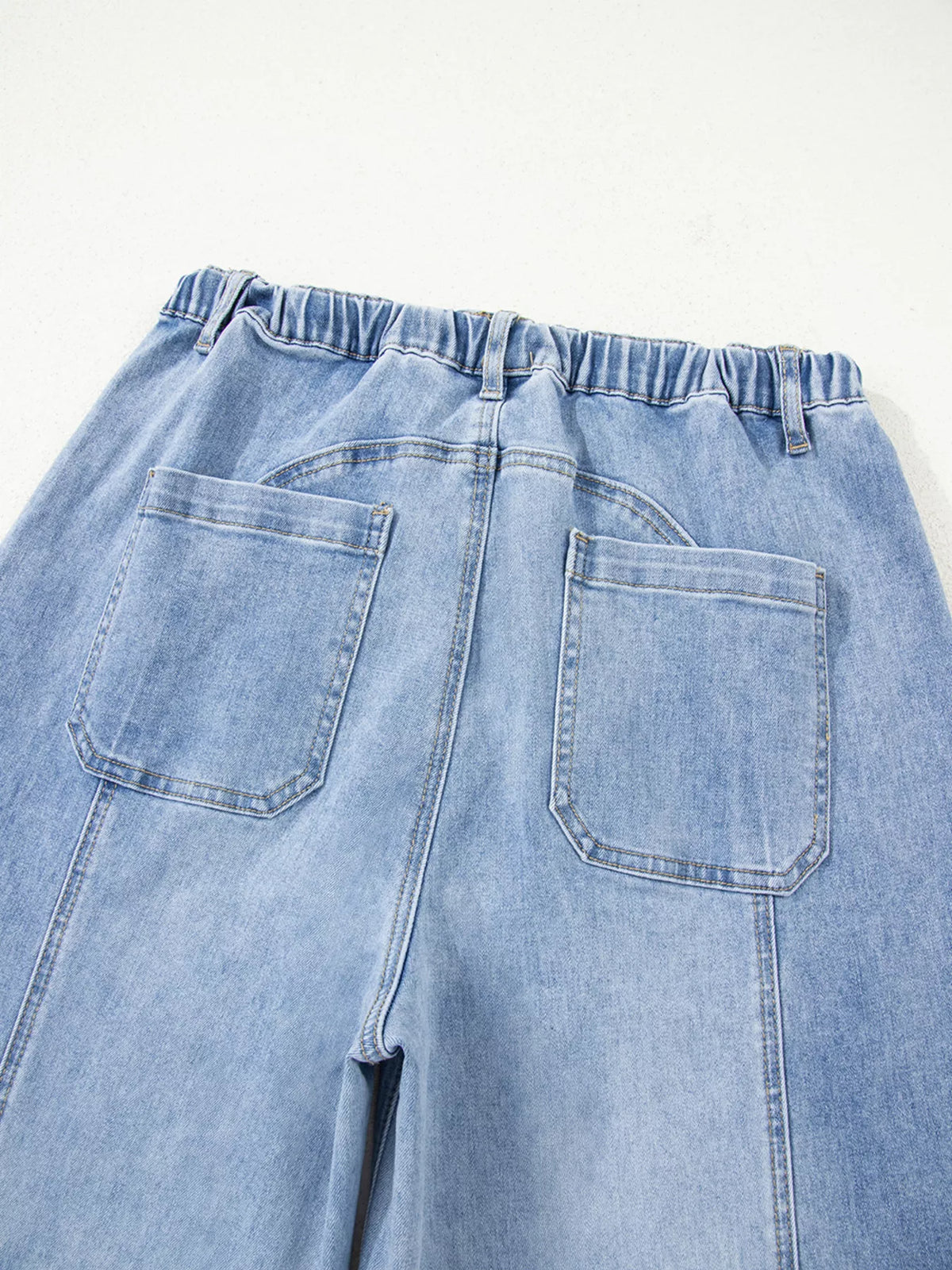 Wide Leg Drawstring Raw Hem Jeans