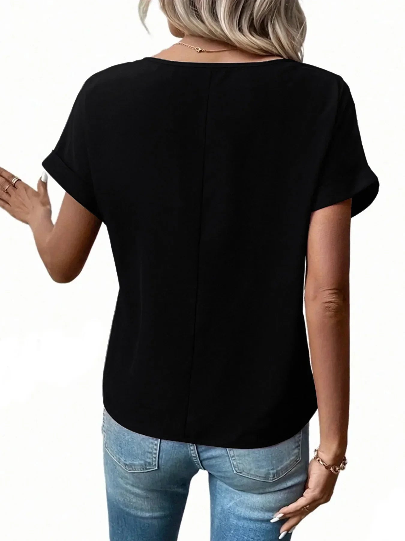 Casual Zipper Front Short Sleeve Blouse