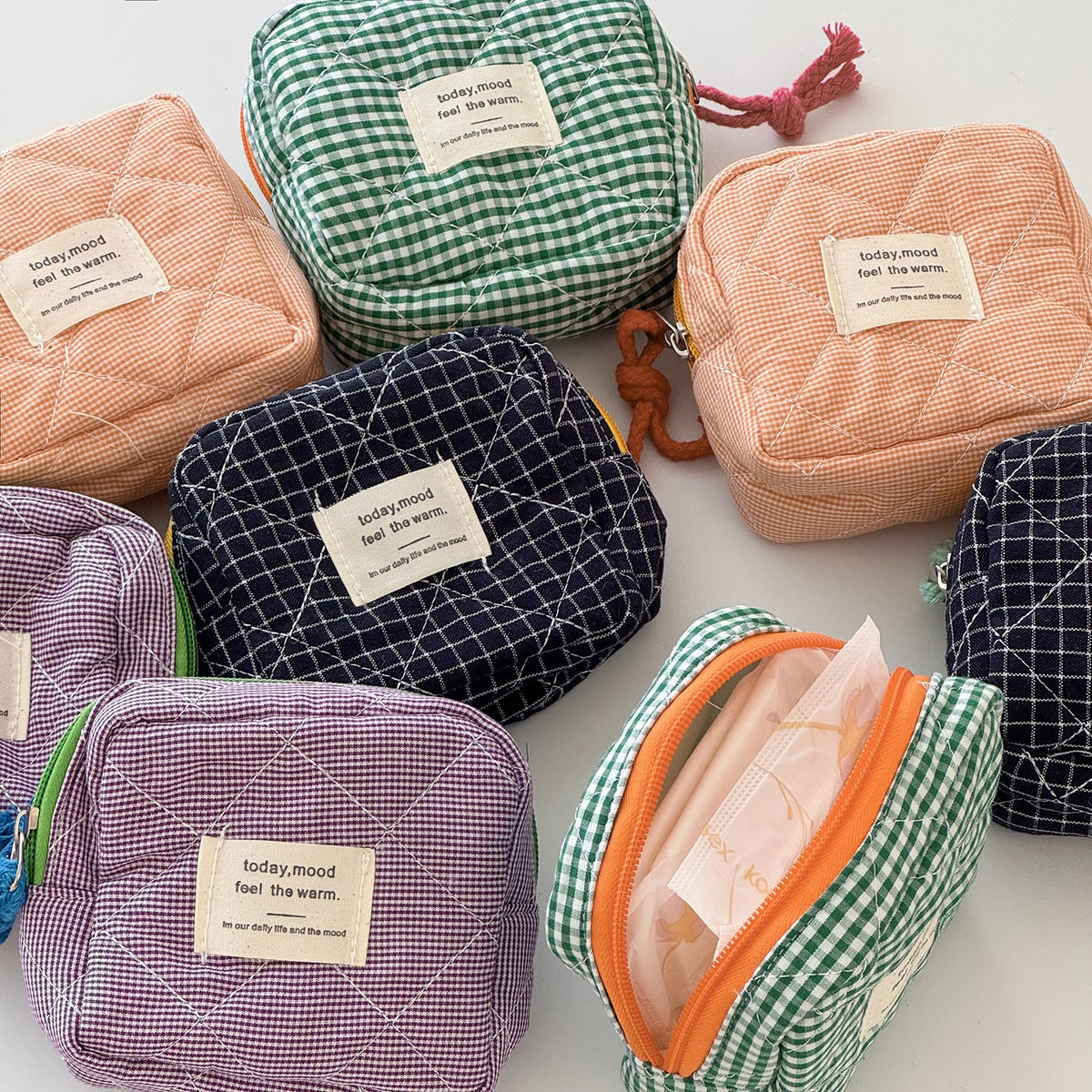 Portable Canvas Plaid Coin Purse