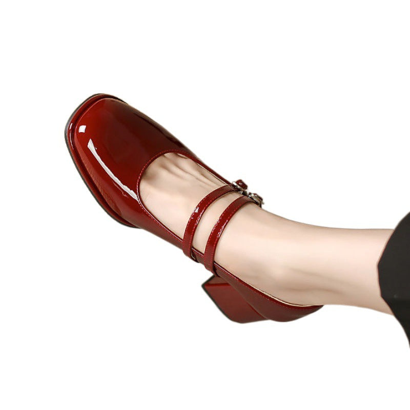 Women's Soft Leather Chunky Heels