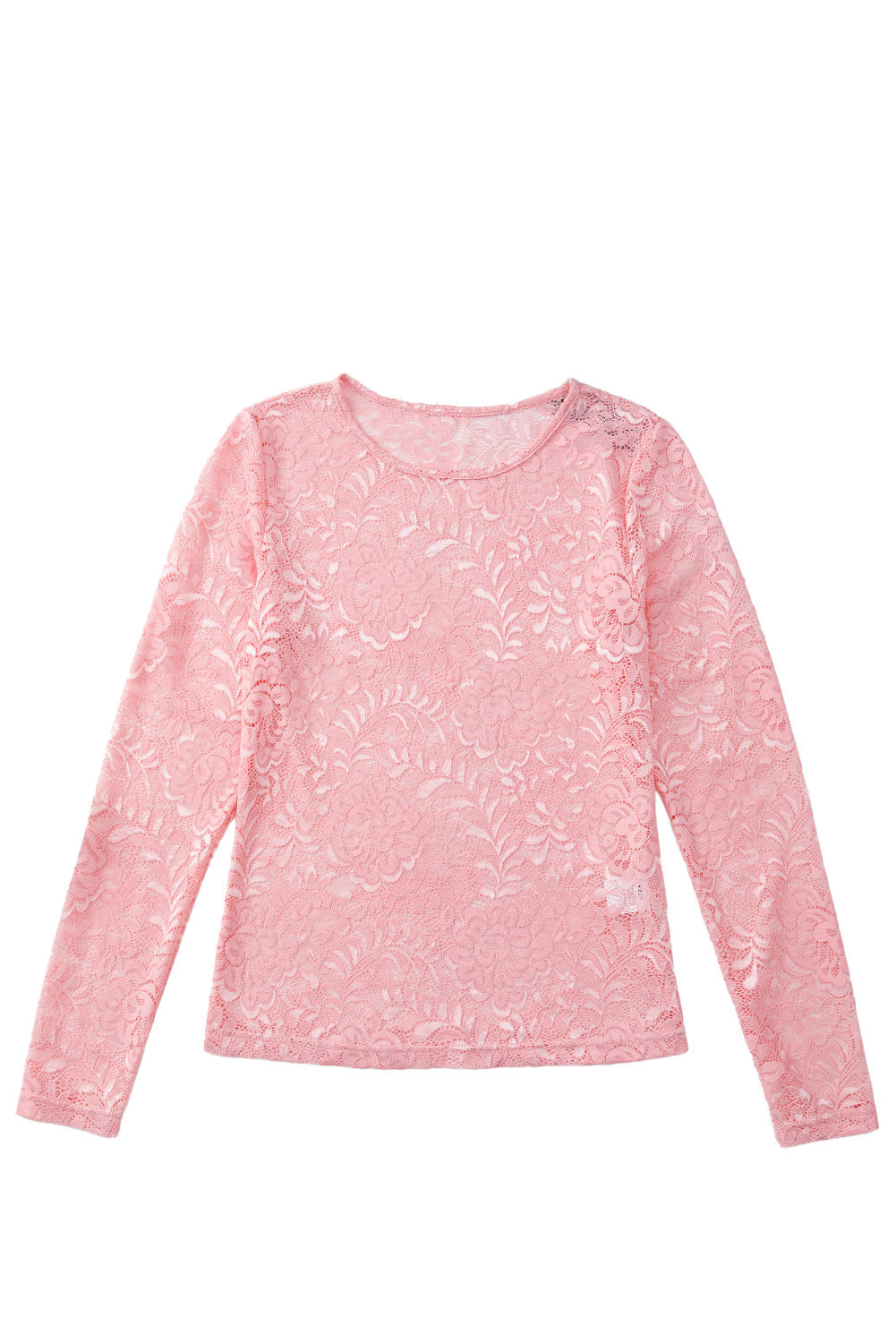 Top transparente de manga larga con encaje floral Blossom