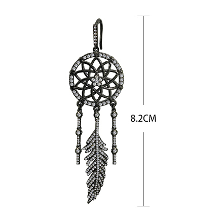 Silver Dreamcatcher Earrings with Lion & Feather Design