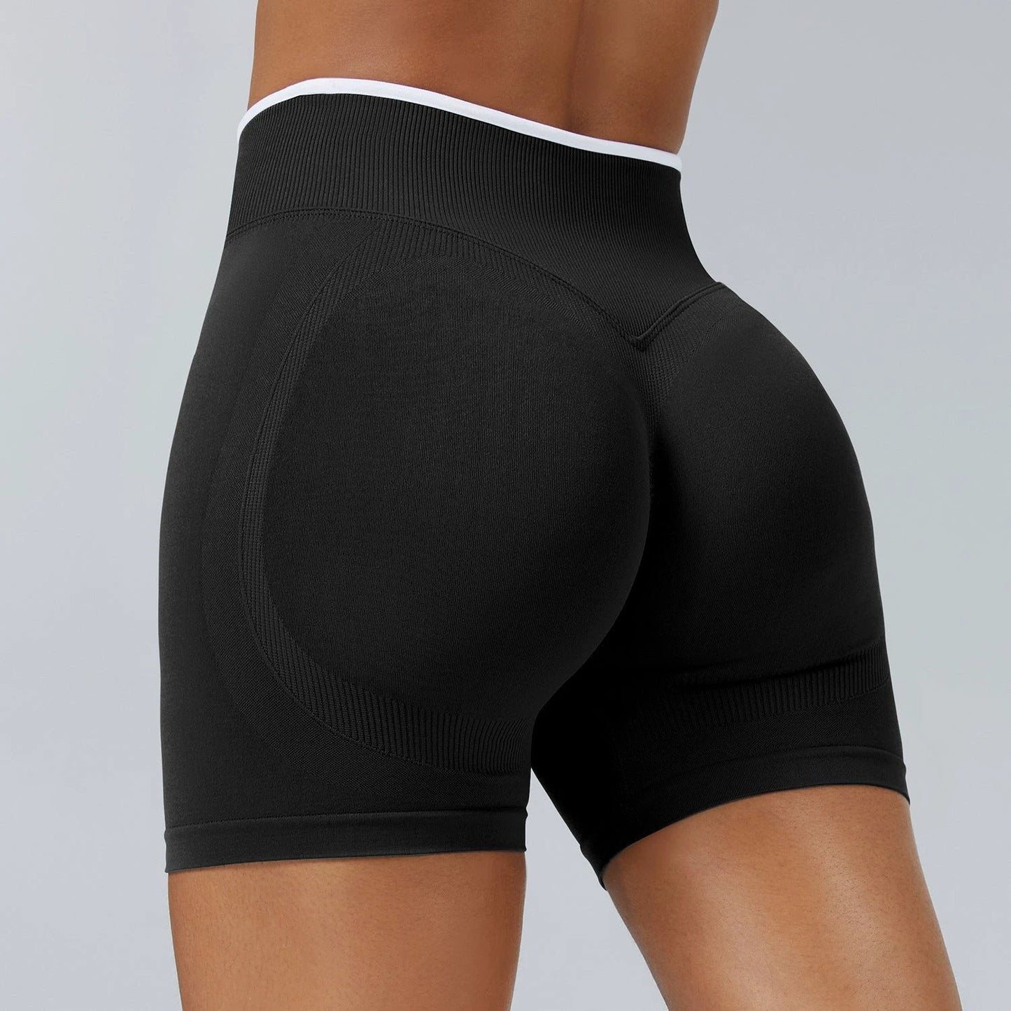 Color Matching Seamless Tight Yoga Shorts Peach Hip Raise