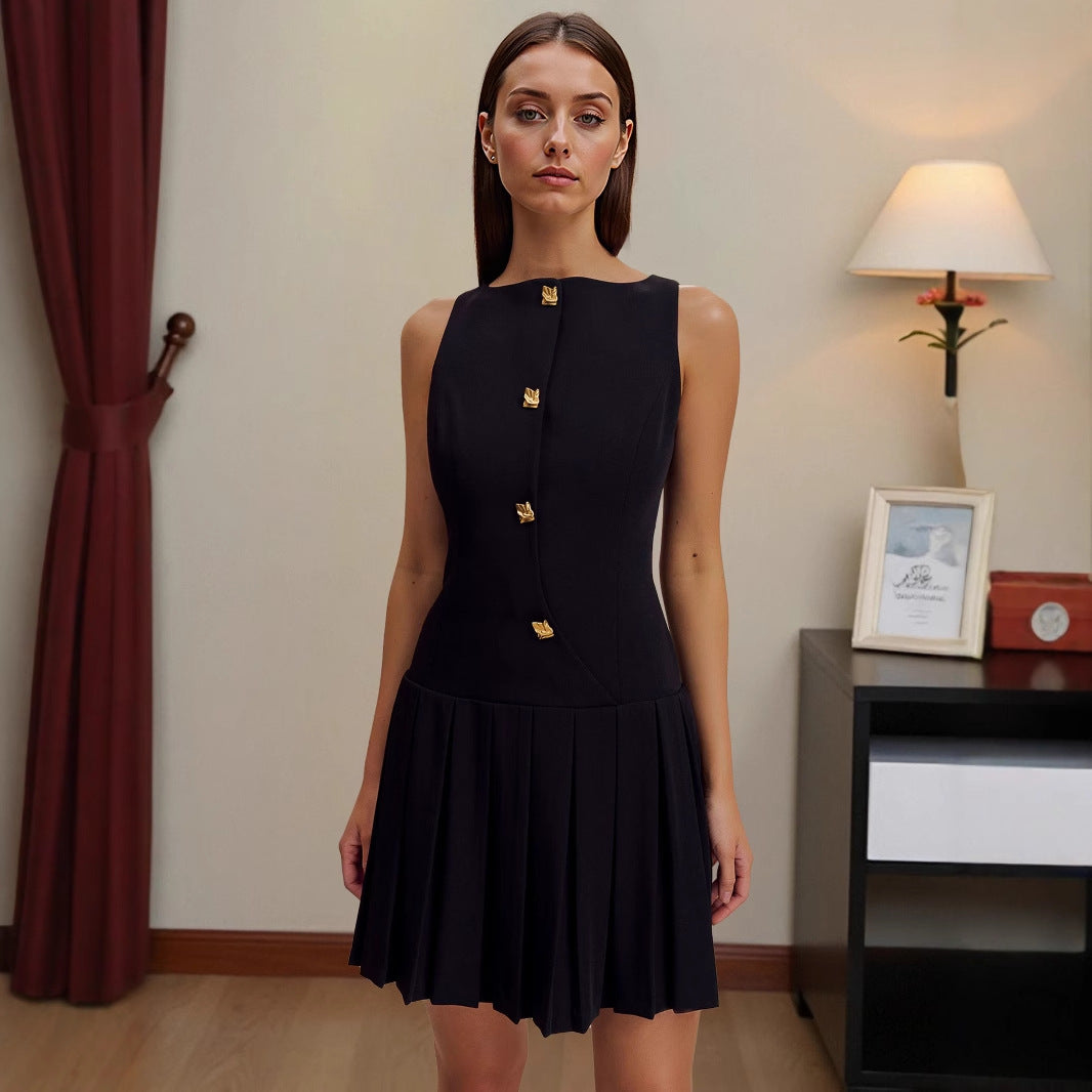 Women's V-Neck Sleeveless High Waist Ruched Mini Dress – Black, Wine Red, Royal Blue