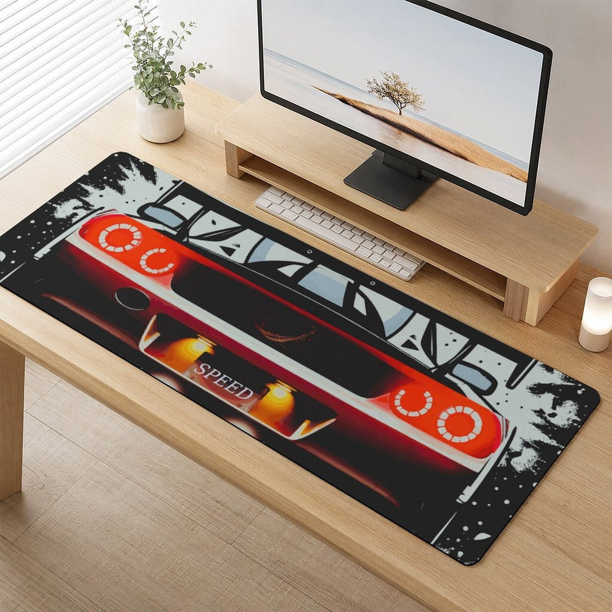 Speed Sports Car Gaming Mousepad with Rounded Corners - 17.72" x 47.24"