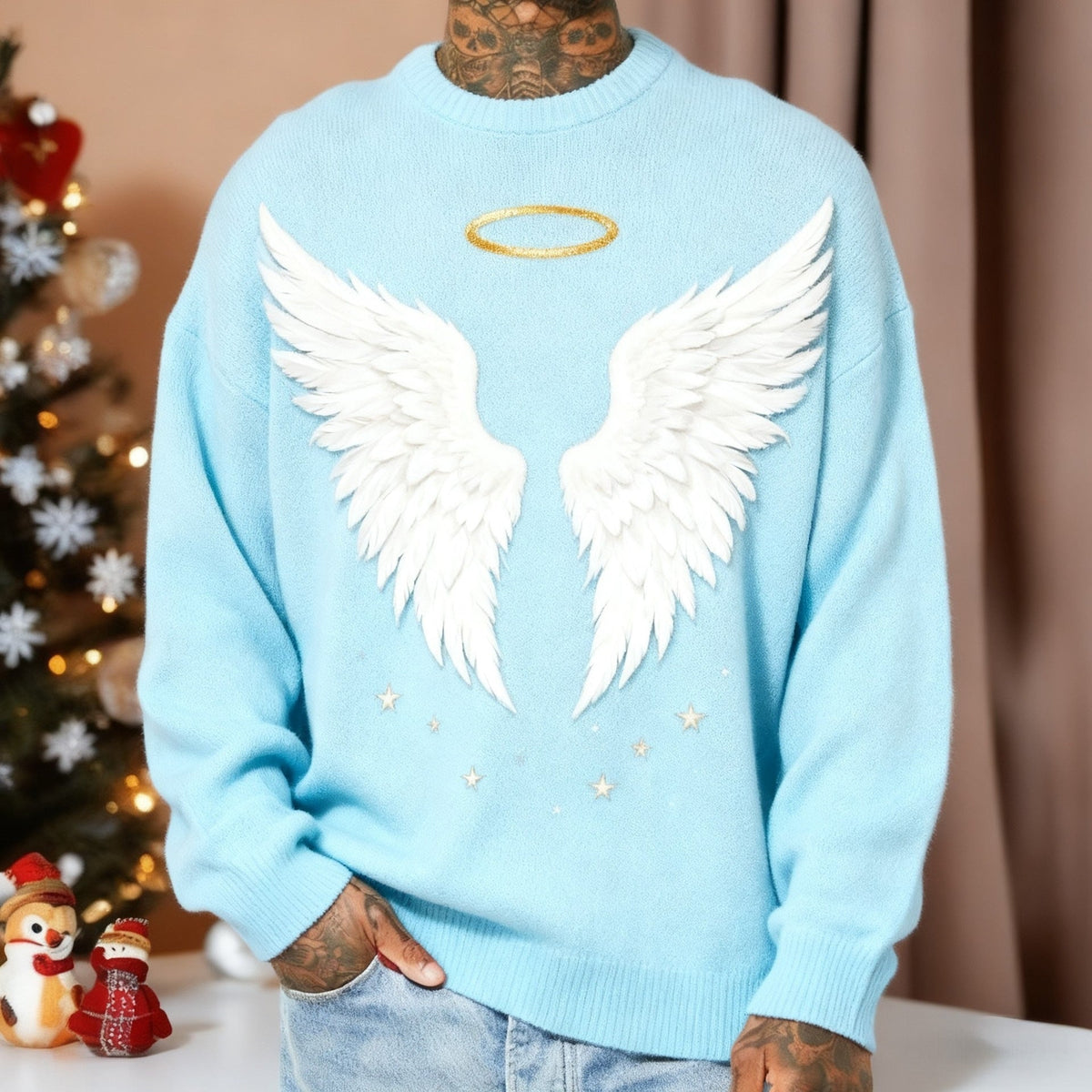 Mens Crew-Neck Sweatshirt With 3D Digital Print