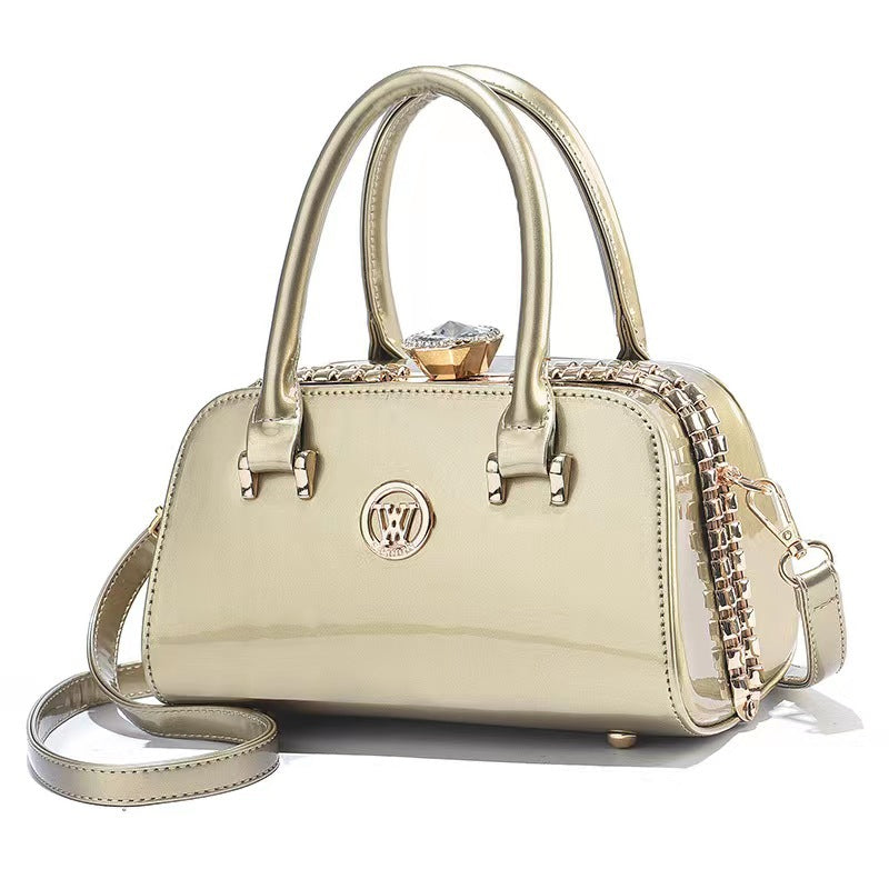 Shiny Leather Diamond-Embellished Simple And Elegant Womens Bag Multi-Functional Evening Clutch