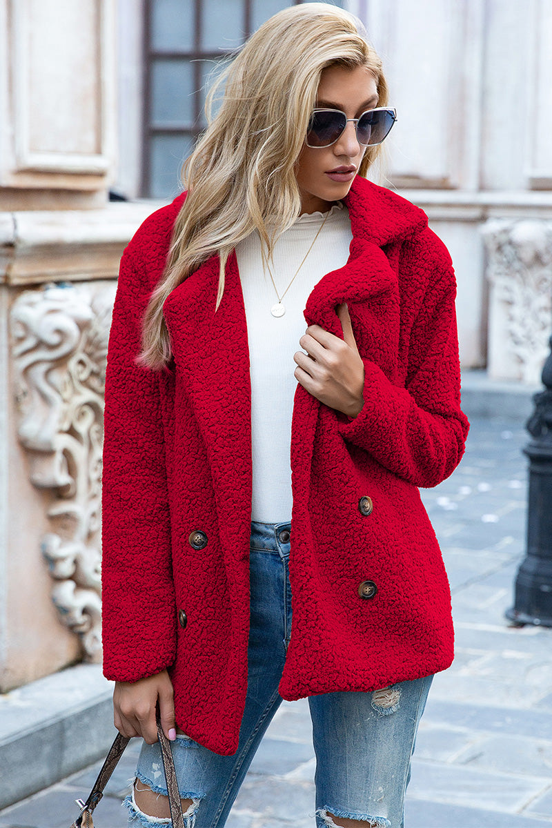 Abrigo de Sherpa con Cuello Solapa Completo Ivy Lane